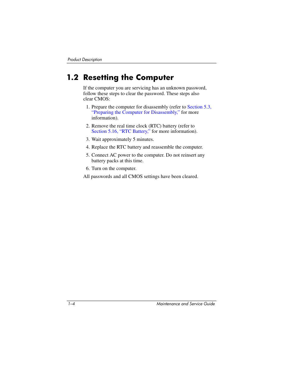 2 resetting the computer, 2 resetting the computer –4 | FHP DV1400 User Manual | Page 10 / 258