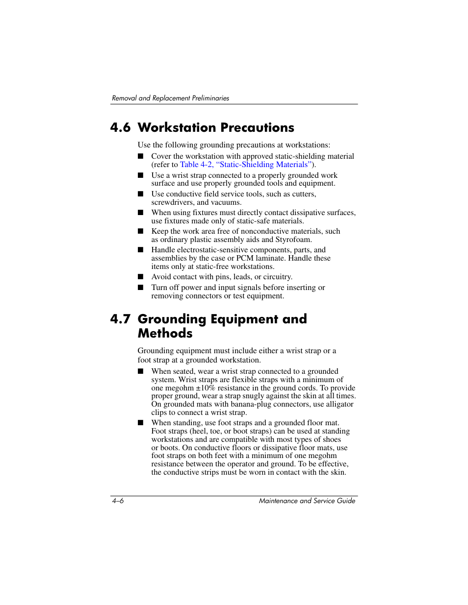 6 workstation precautions, 7 grounding equipment and methods | FHP DV1400 User Manual | Page 111 / 258