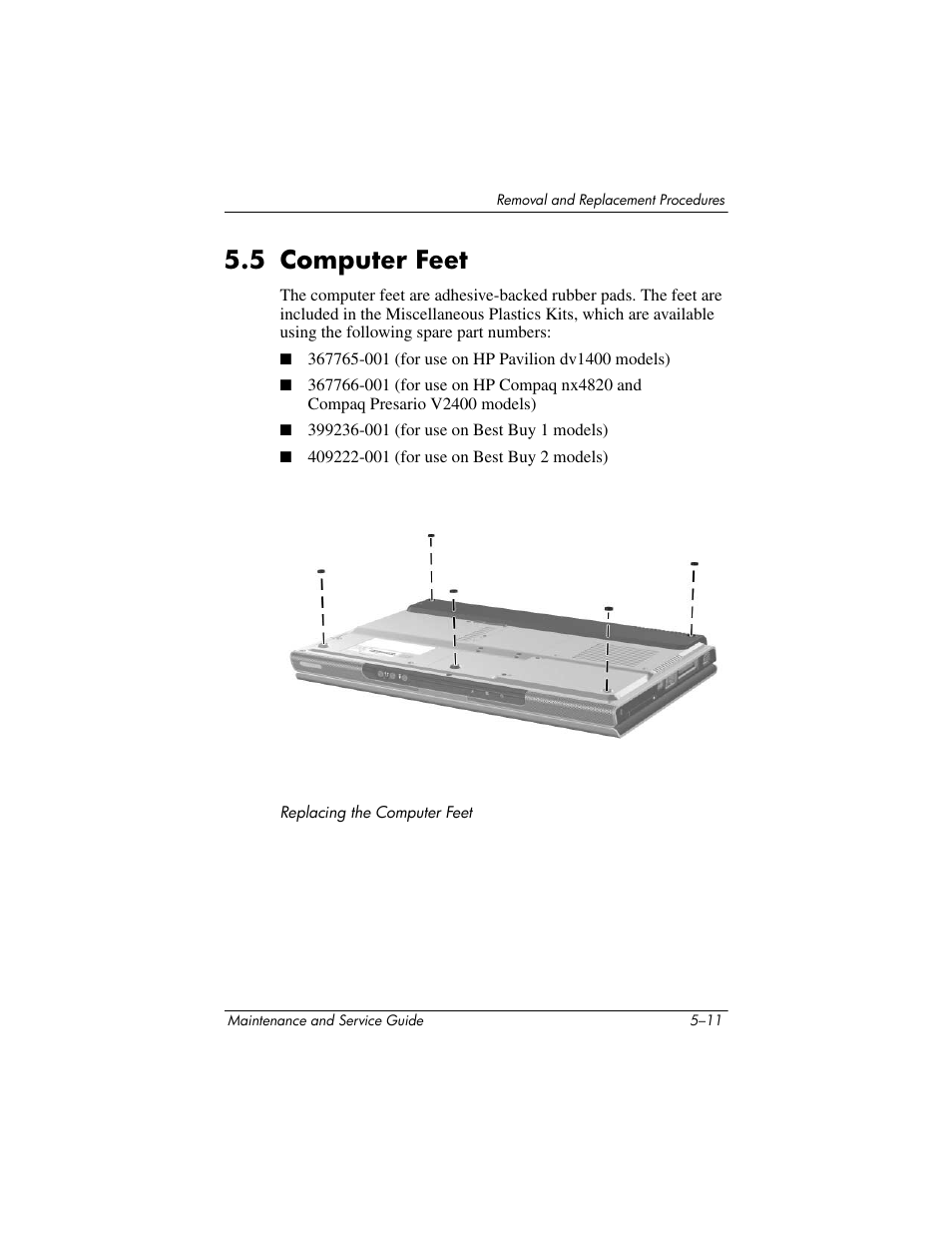 5 computer feet, 5 computer feet –11, Computer feet | FHP DV1400 User Manual | Page 124 / 258