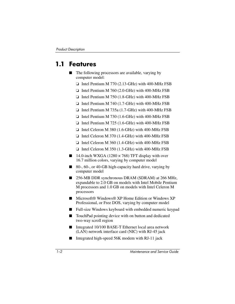 1 features, 1 features –2 | FHP DV1400 User Manual | Page 8 / 258