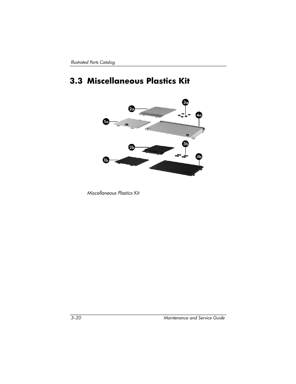 3 miscellaneous plastics kit, 3 miscellaneous plastics kit –20 | FHP DV1400 User Manual | Page 90 / 258