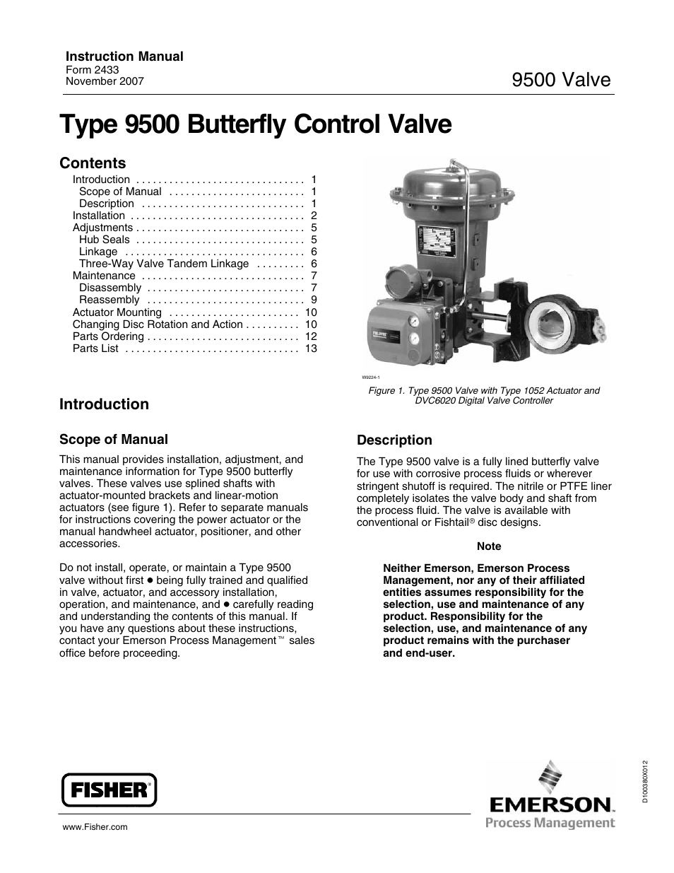 Fisher 9500 User Manual | 16 pages