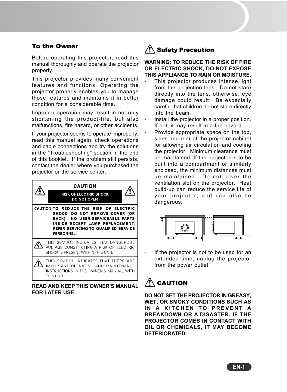 To the owner, Safety precaution, Caution | Fisher PLC-WXU10N User Manual | Page 2 / 42
