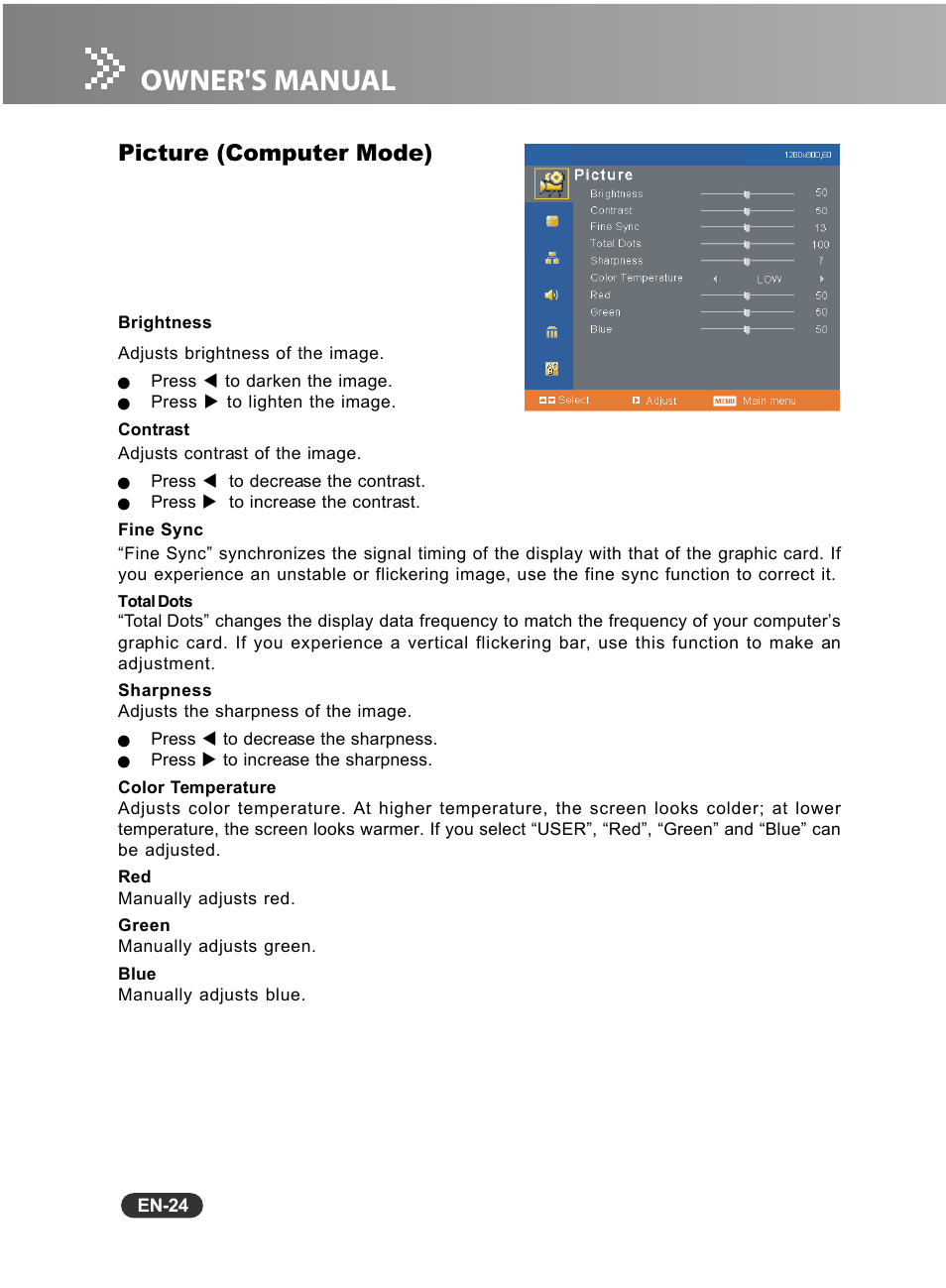 Picture (computer mode) | Fisher PLC-WXU10N User Manual | Page 25 / 42