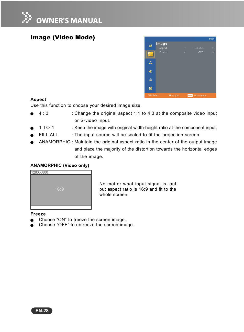 Image (video mode) | Fisher PLC-WXU10N User Manual | Page 29 / 42