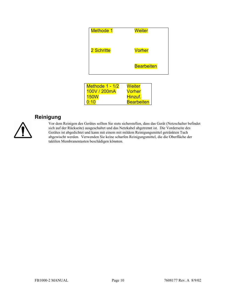 Reinigung | Fisher FB1000-2 User Manual | Page 34 / 50