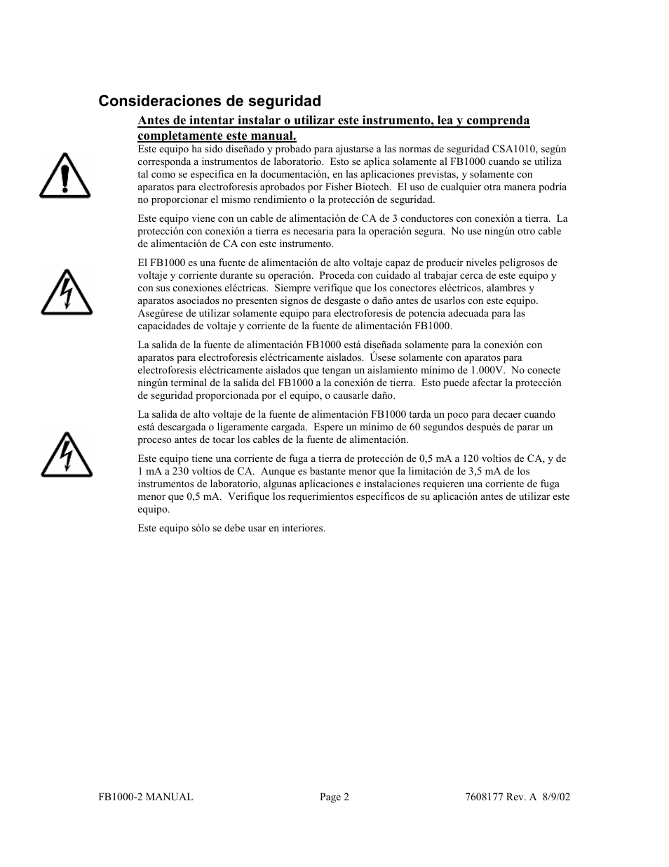 Consideraciones de seguridad | Fisher FB1000-2 User Manual | Page 38 / 50