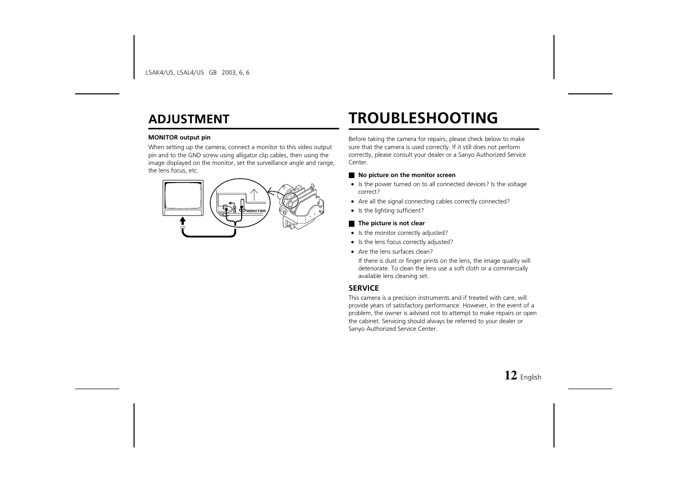 Troubleshooting, Adjustment | Fisher VDC-D2184VA User Manual | Page 13 / 16