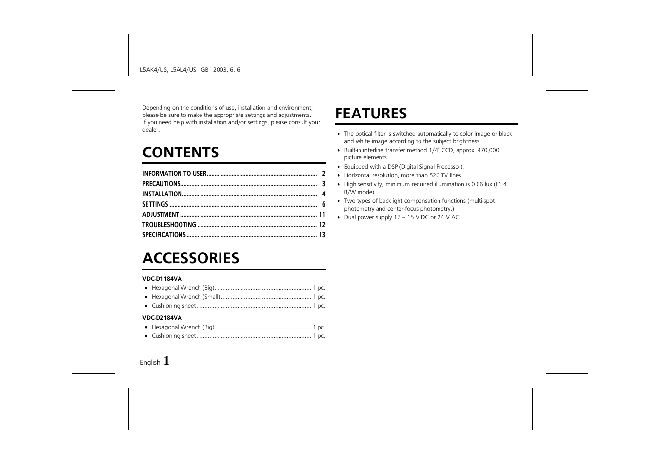Fisher VDC-D2184VA User Manual | Page 2 / 16