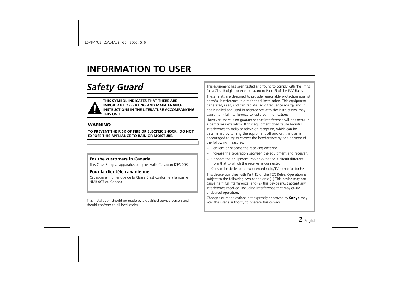 Information to user safety guard | Fisher VDC-D2184VA User Manual | Page 3 / 16