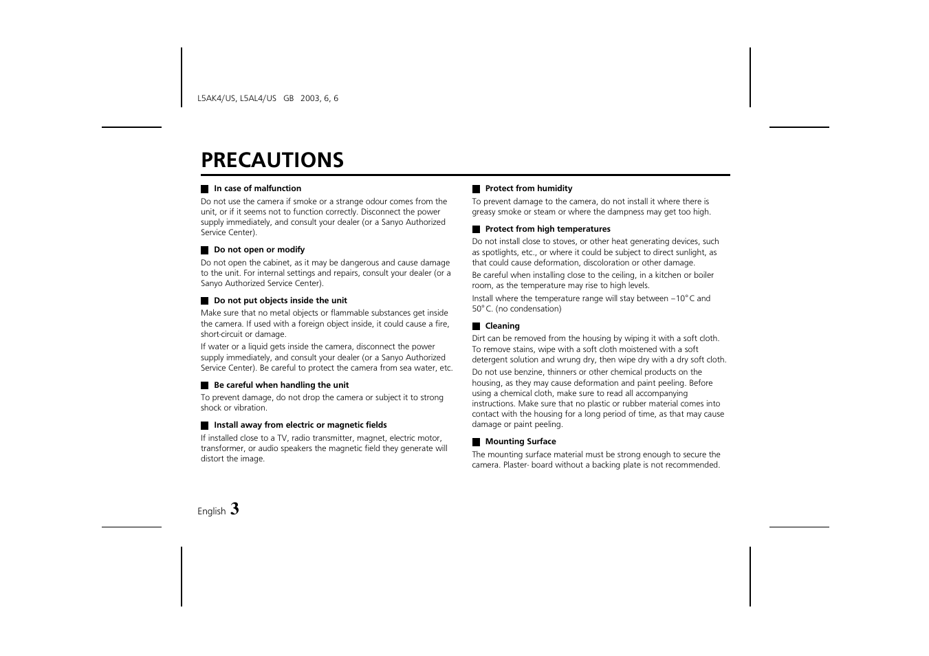 Precautions | Fisher VDC-D2184VA User Manual | Page 4 / 16
