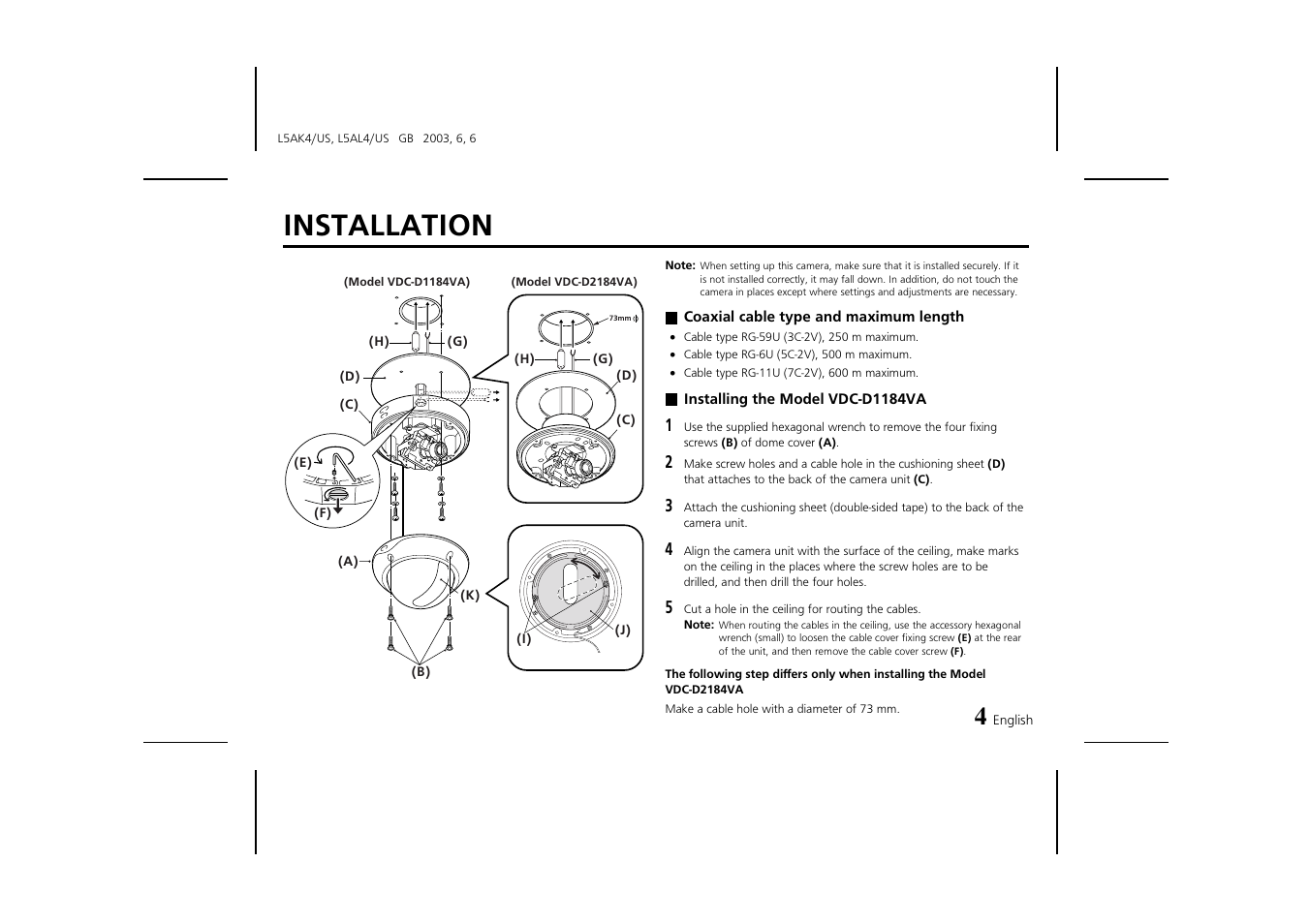 Installation | Fisher VDC-D2184VA User Manual | Page 5 / 16