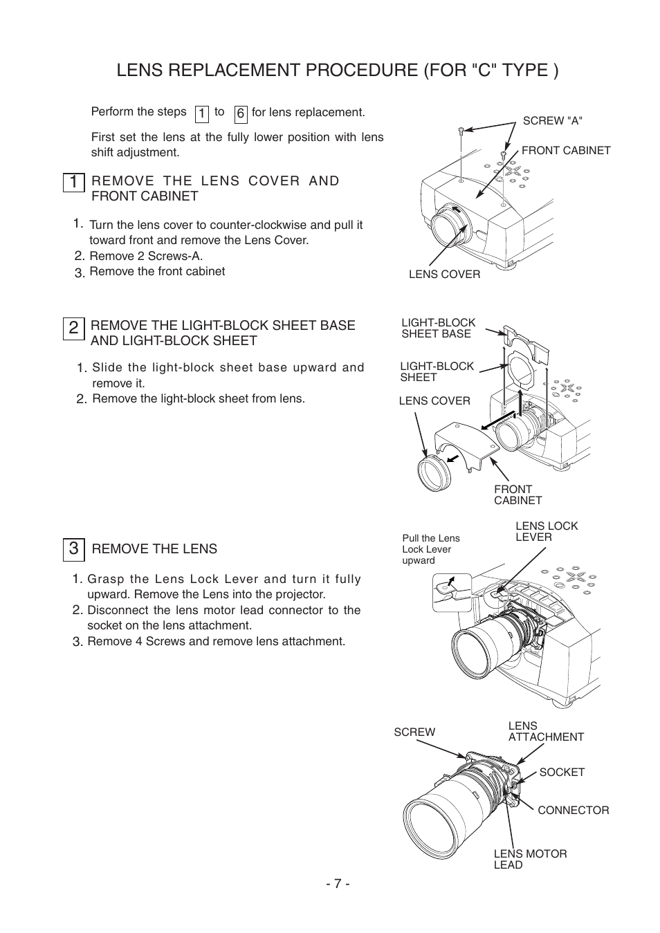 Lens replacement procedure (for "c" type ) | Fisher LNS-T32 User Manual | Page 7 / 18