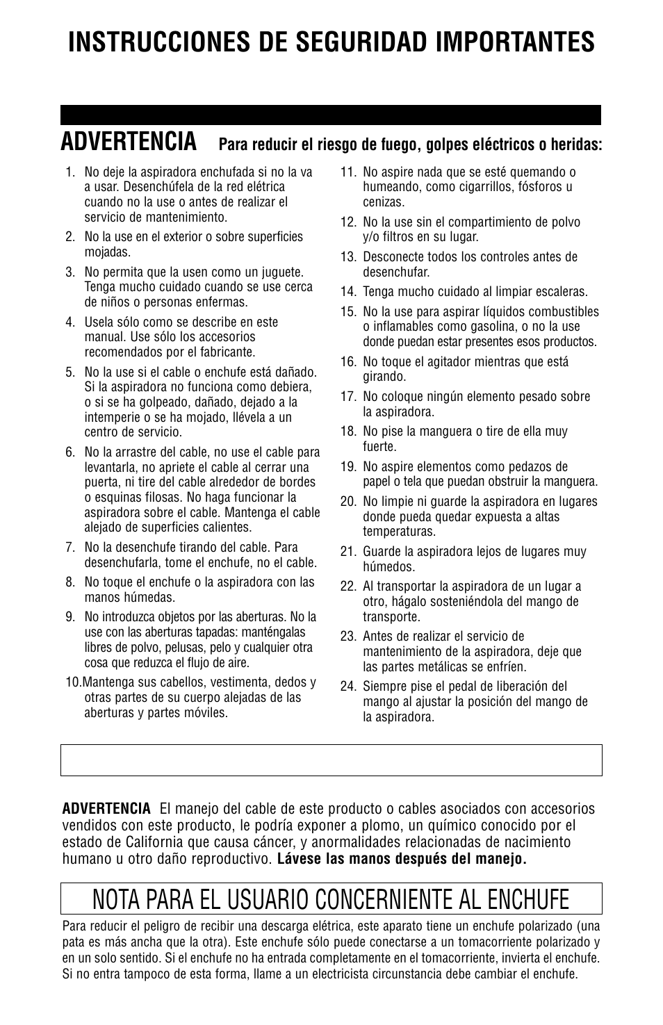 Instrucciones de seguridad importantes, Advertencia | Fisher SC-TA3000 User Manual | Page 12 / 22