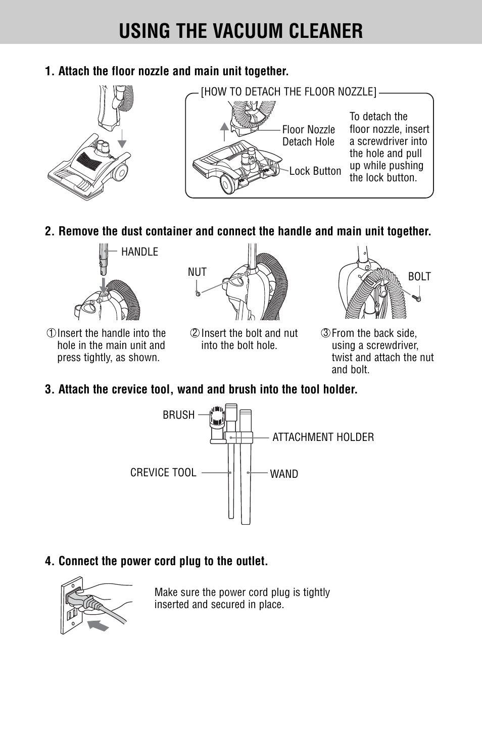 Using the vacuum cleaner | Fisher SC-TA3000 User Manual | Page 5 / 22