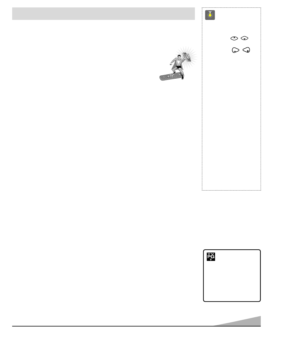 Informacíon de guía-v, Tipos de programacion que reciben clasificación, Consejos rápidos | Use las teclas de, Y las teclas de, C 34 | Fisher PC-27F20 User Manual | Page 37 / 48