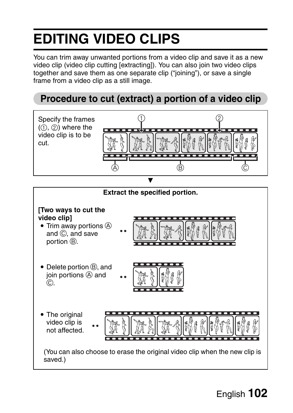 Editing video clips, English | Fisher VPC-CG6GX User Manual | Page 116 / 202