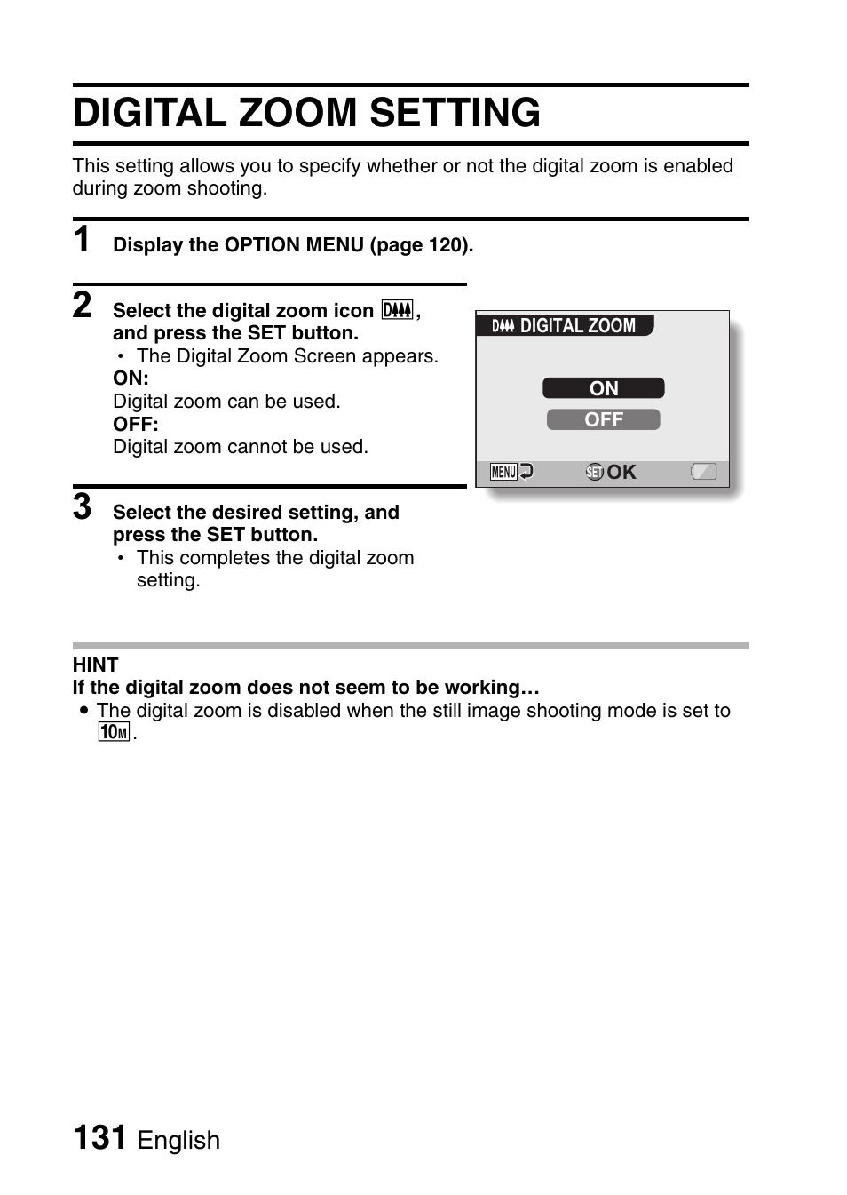 Digital zoom setting | Fisher VPC-CG6GX User Manual | Page 145 / 202