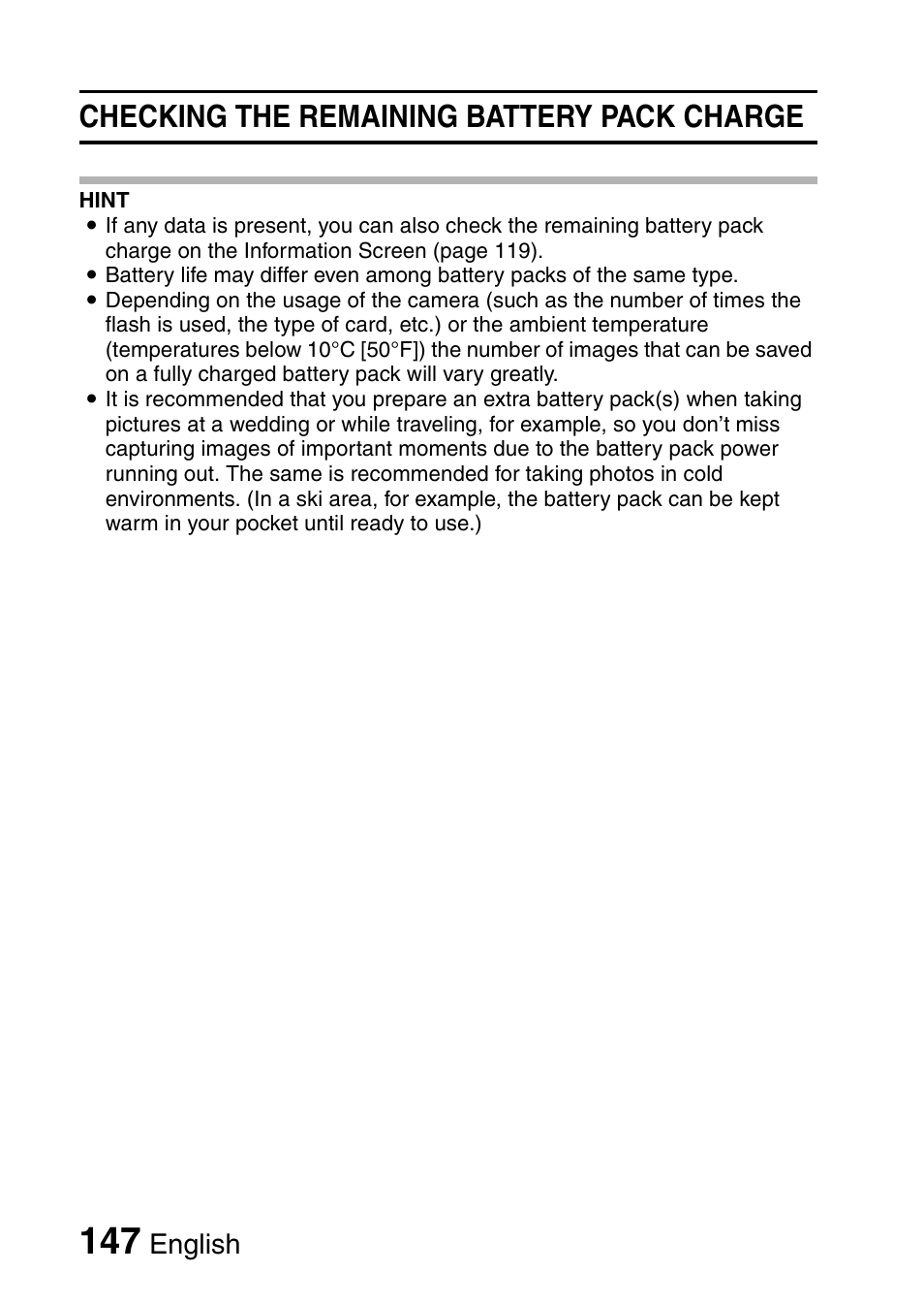 Checking the remaining battery pack charge, English | Fisher VPC-CG6GX User Manual | Page 161 / 202