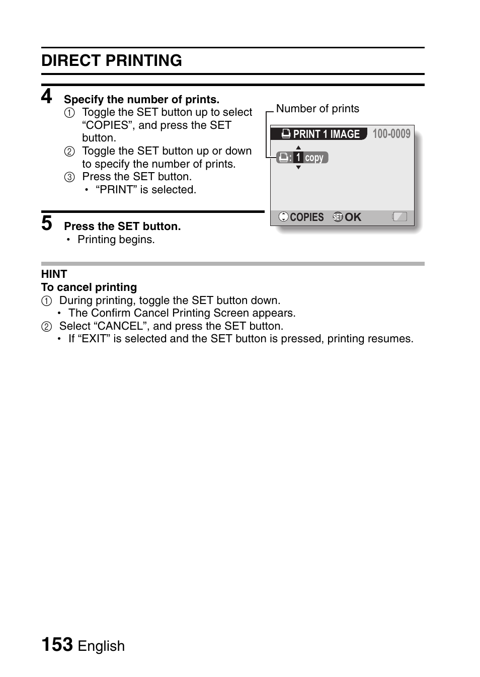 Direct printing, English | Fisher VPC-CG6GX User Manual | Page 167 / 202