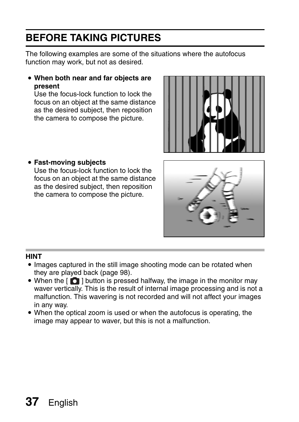Before taking pictures, English | Fisher VPC-CG6GX User Manual | Page 51 / 202