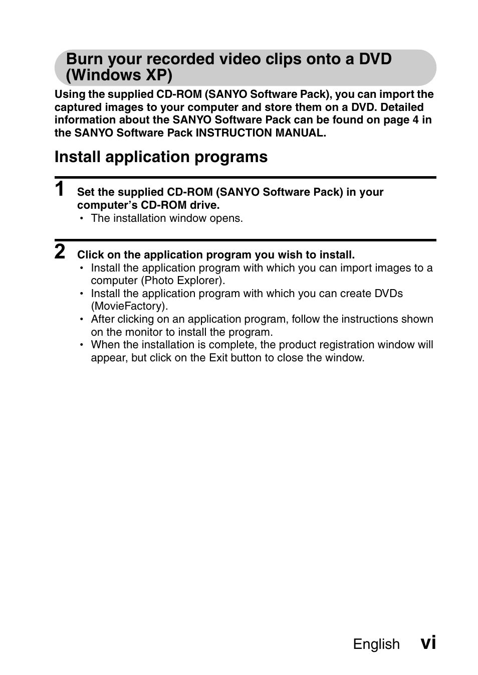 Install application programs | Fisher VPC-CG6GX User Manual | Page 7 / 202