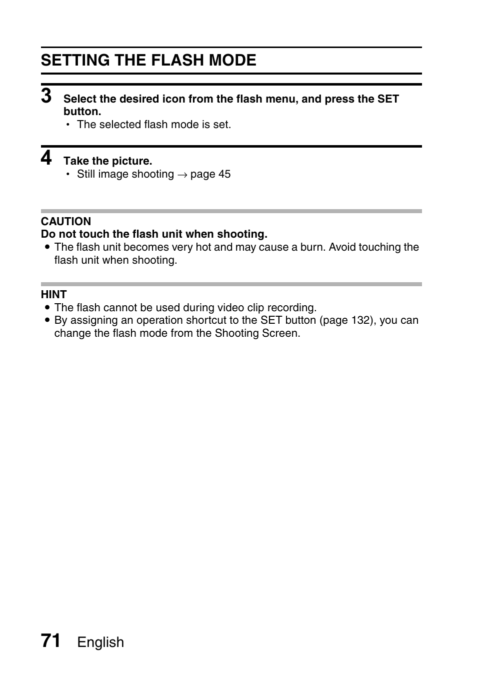 Setting the flash mode | Fisher VPC-CG6GX User Manual | Page 85 / 202