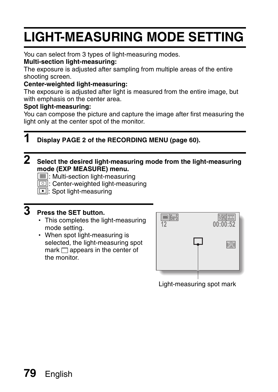 Light-measuring mode setting | Fisher VPC-CG6GX User Manual | Page 93 / 202
