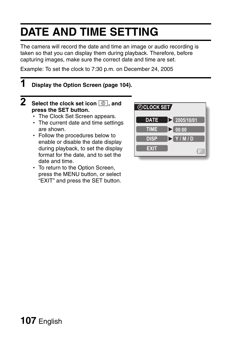 Date and time setting | Fisher VPC-C6 User Manual | Page 113 / 192