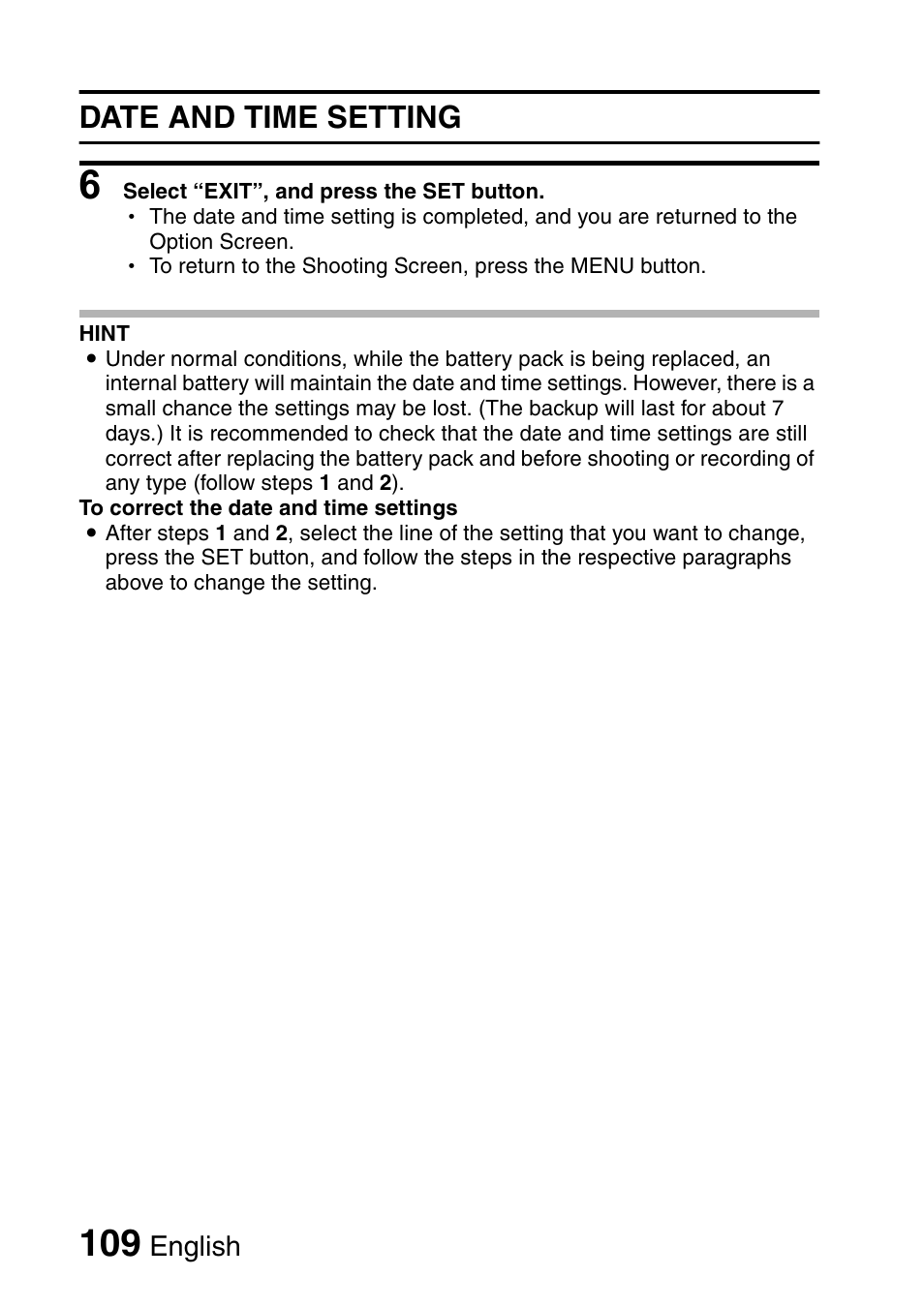 Date and time setting | Fisher VPC-C6 User Manual | Page 115 / 192
