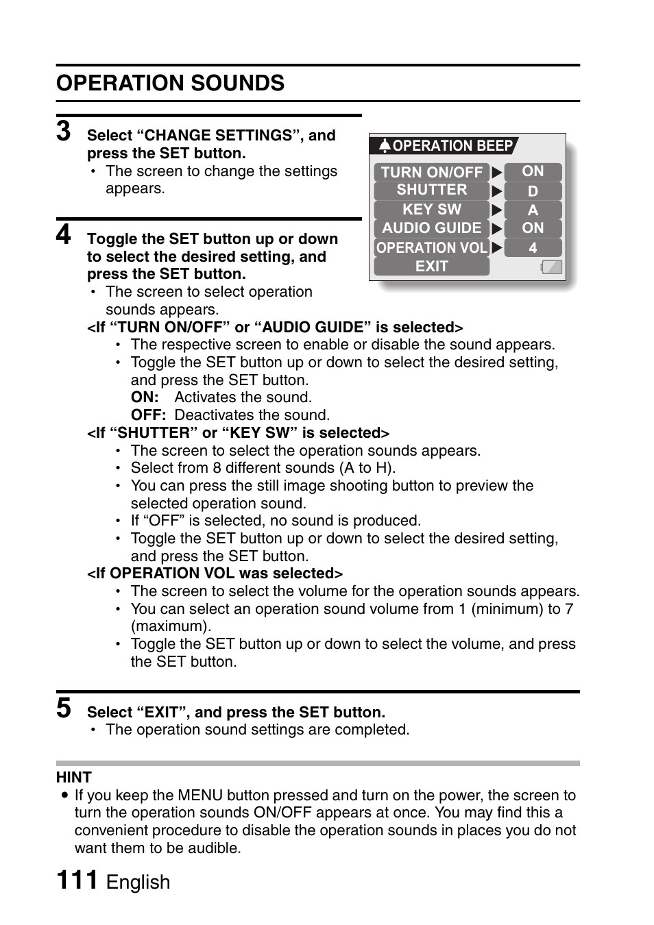 Operation sounds, English | Fisher VPC-C6 User Manual | Page 117 / 192