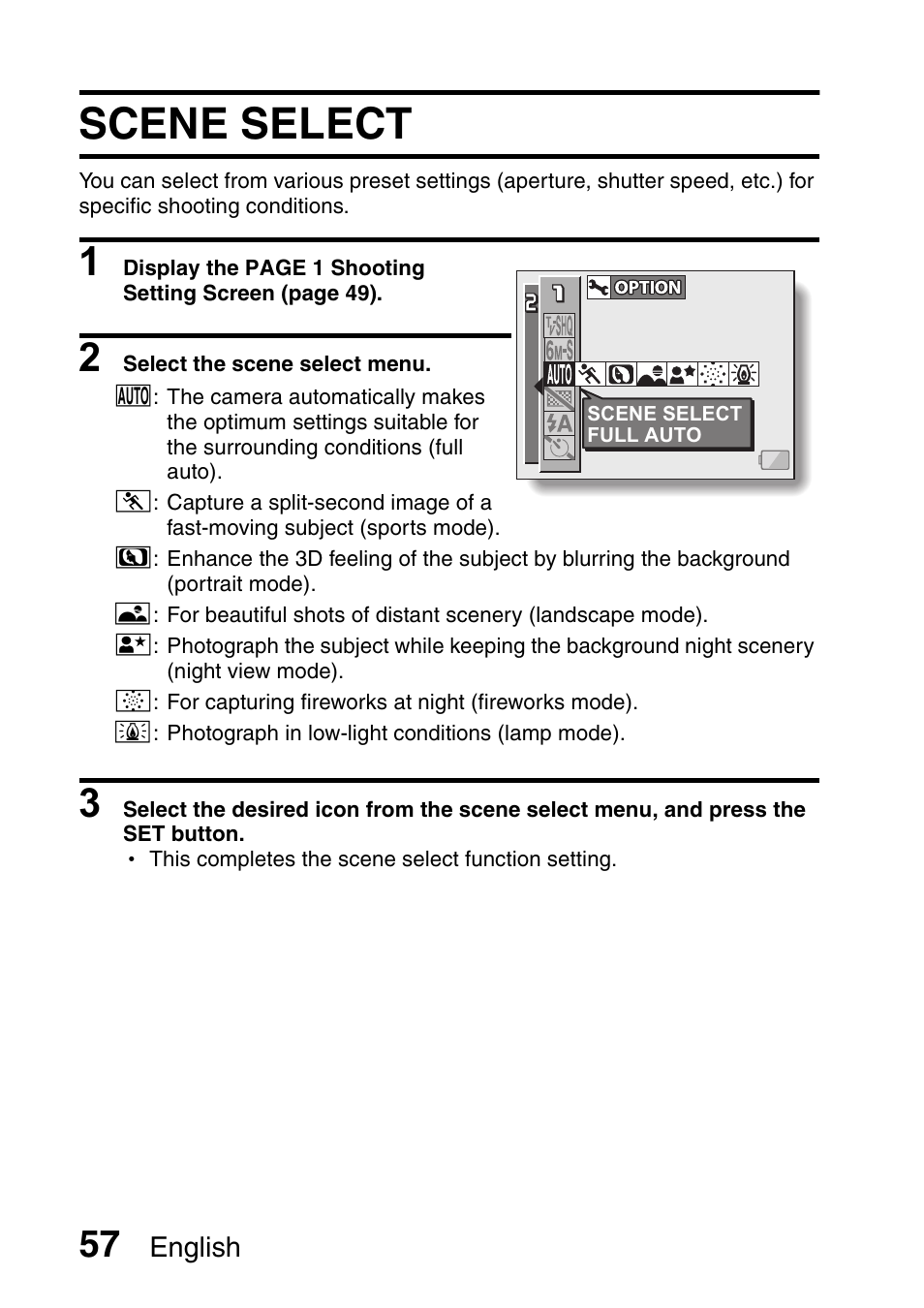 Scene select | Fisher VPC-C6 User Manual | Page 63 / 192
