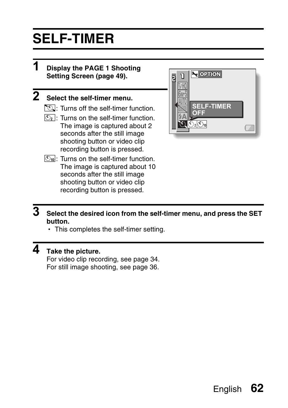 Self-timer | Fisher VPC-C6 User Manual | Page 68 / 192