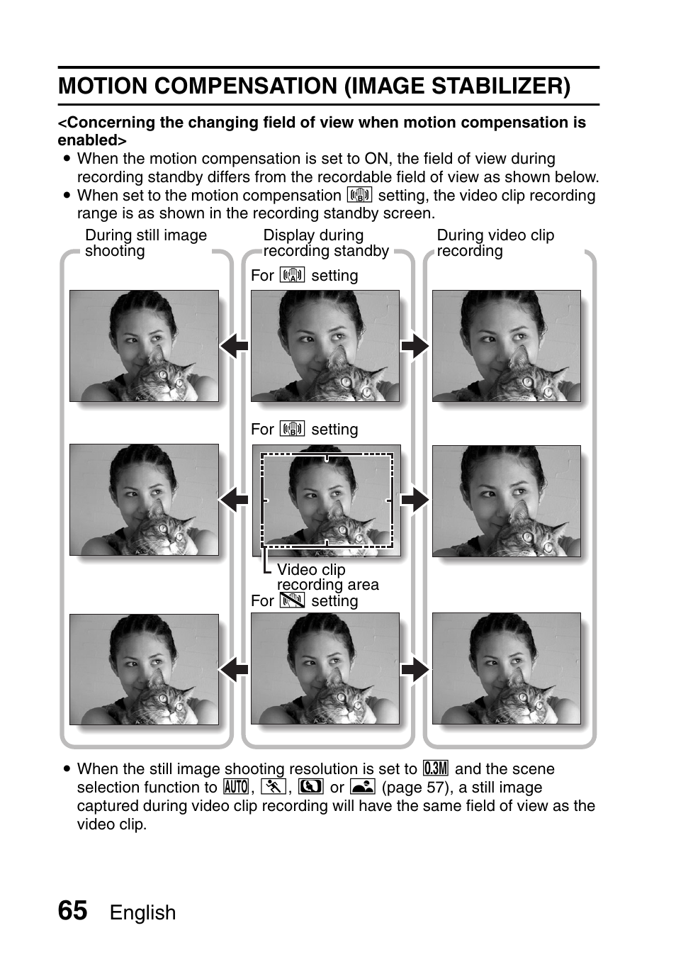 Motion compensation (image stabilizer), English | Fisher VPC-C6 User Manual | Page 71 / 192