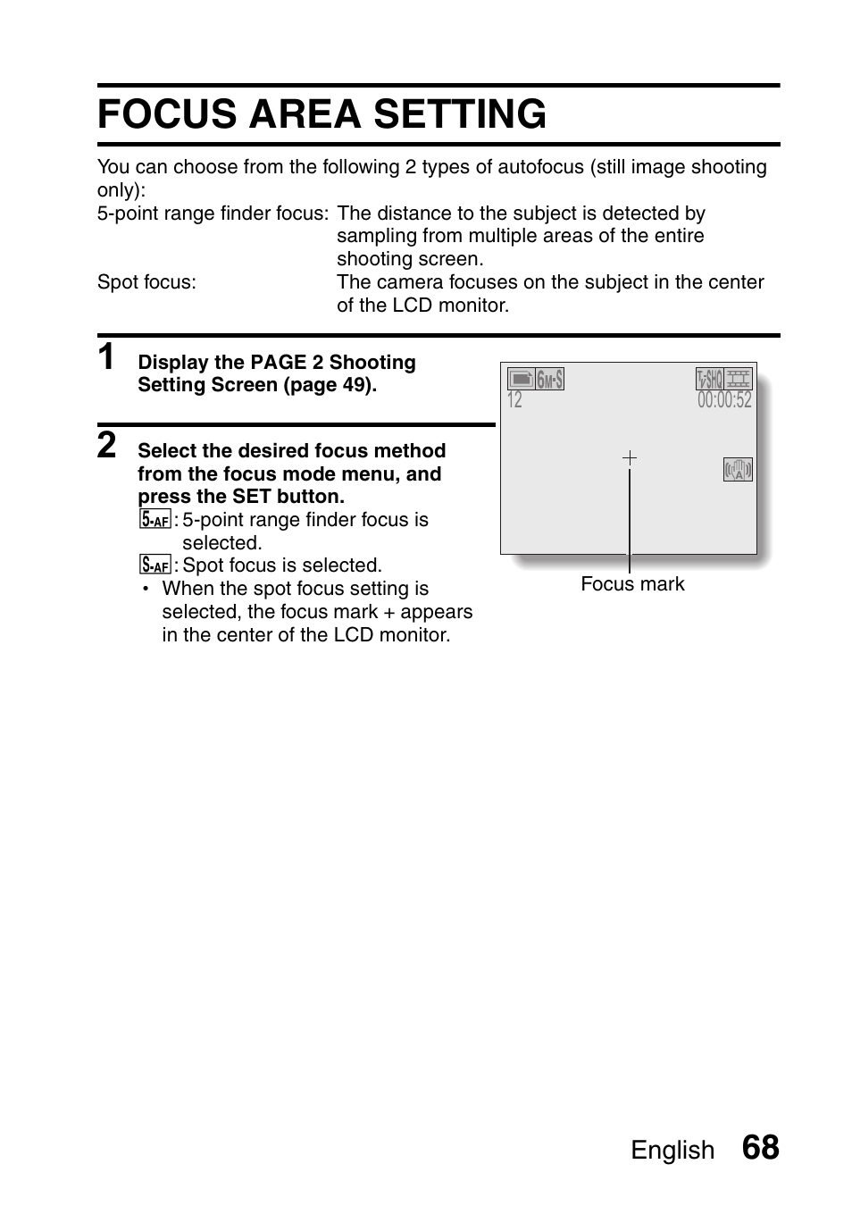 Focus area setting | Fisher VPC-C6 User Manual | Page 74 / 192