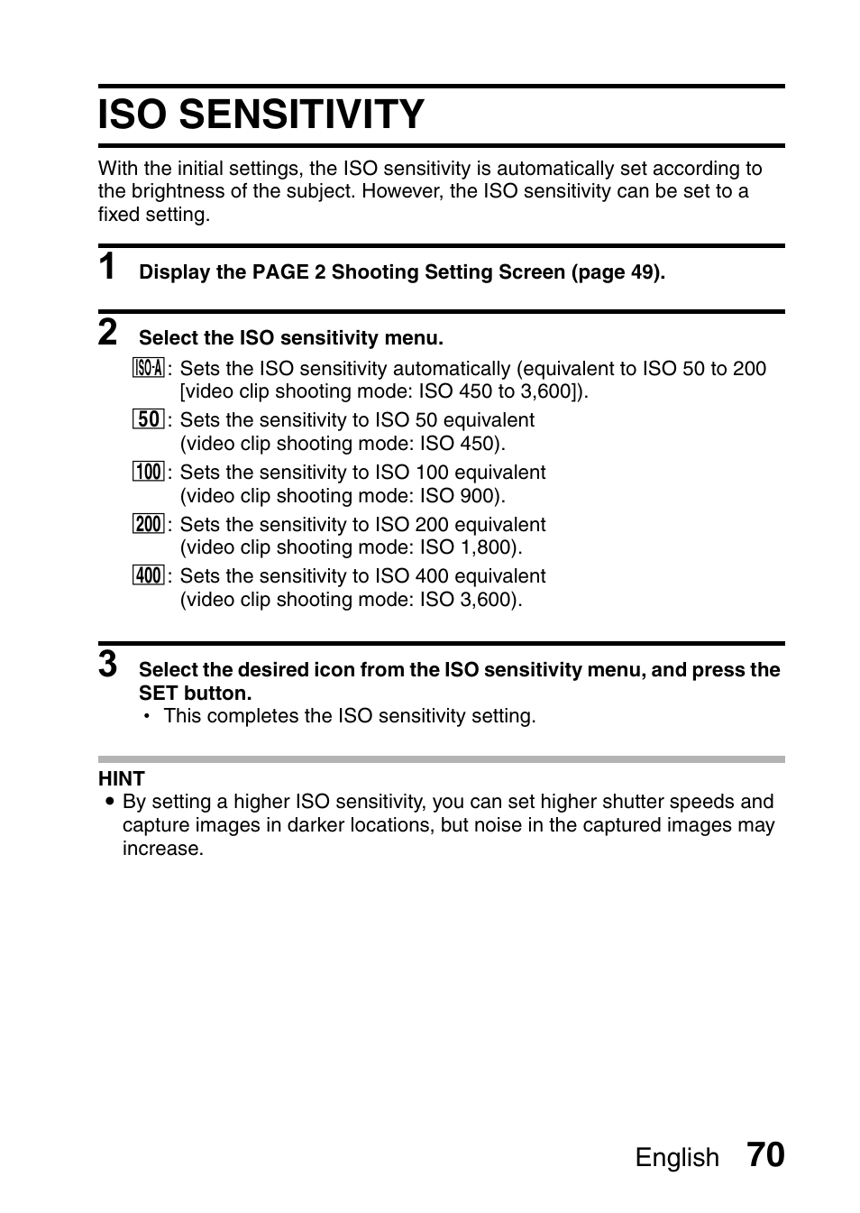 Iso sensitivity | Fisher VPC-C6 User Manual | Page 76 / 192