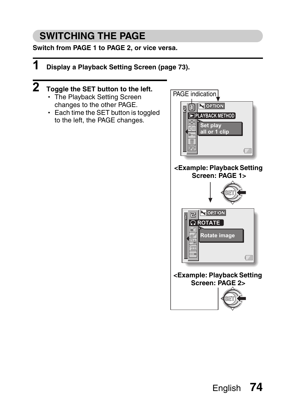 Switching the page, English | Fisher VPC-C6 User Manual | Page 80 / 192