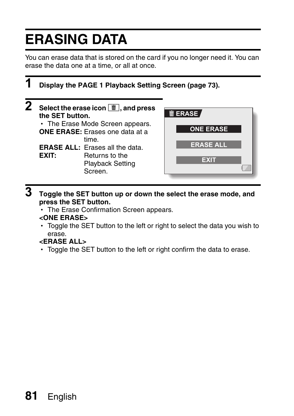 Erasing data | Fisher VPC-C6 User Manual | Page 87 / 192