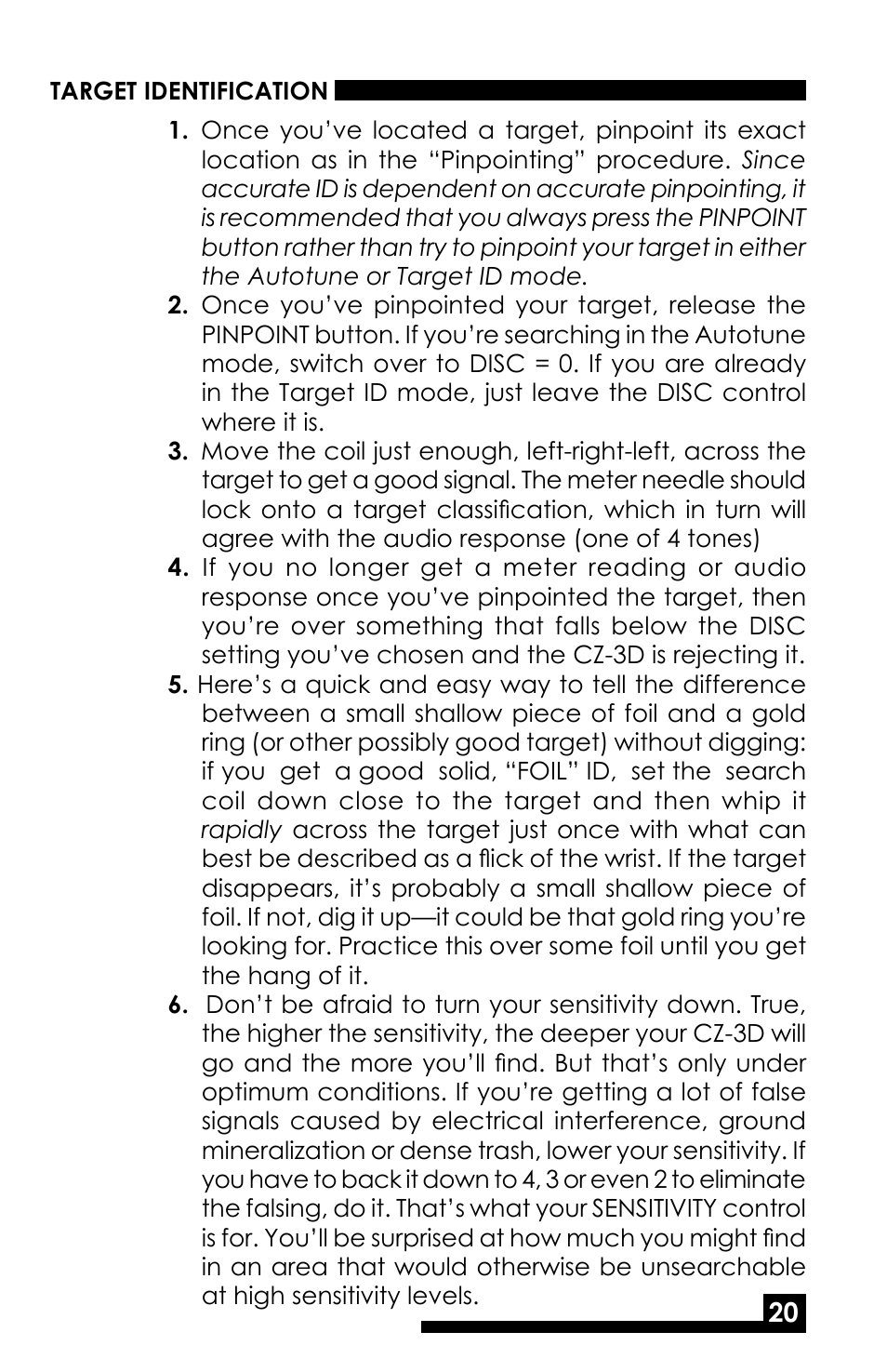 Fisher M-SCOPE CZ-3D User Manual | Page 22 / 32
