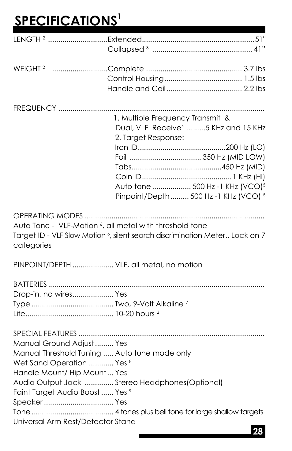 Specifications | Fisher M-SCOPE CZ-3D User Manual | Page 30 / 32