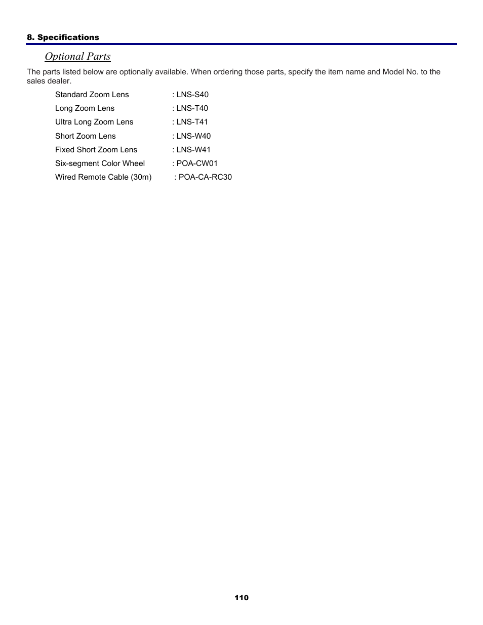 Optional parts | Fisher PDG-DWT50L User Manual | Page 119 / 135