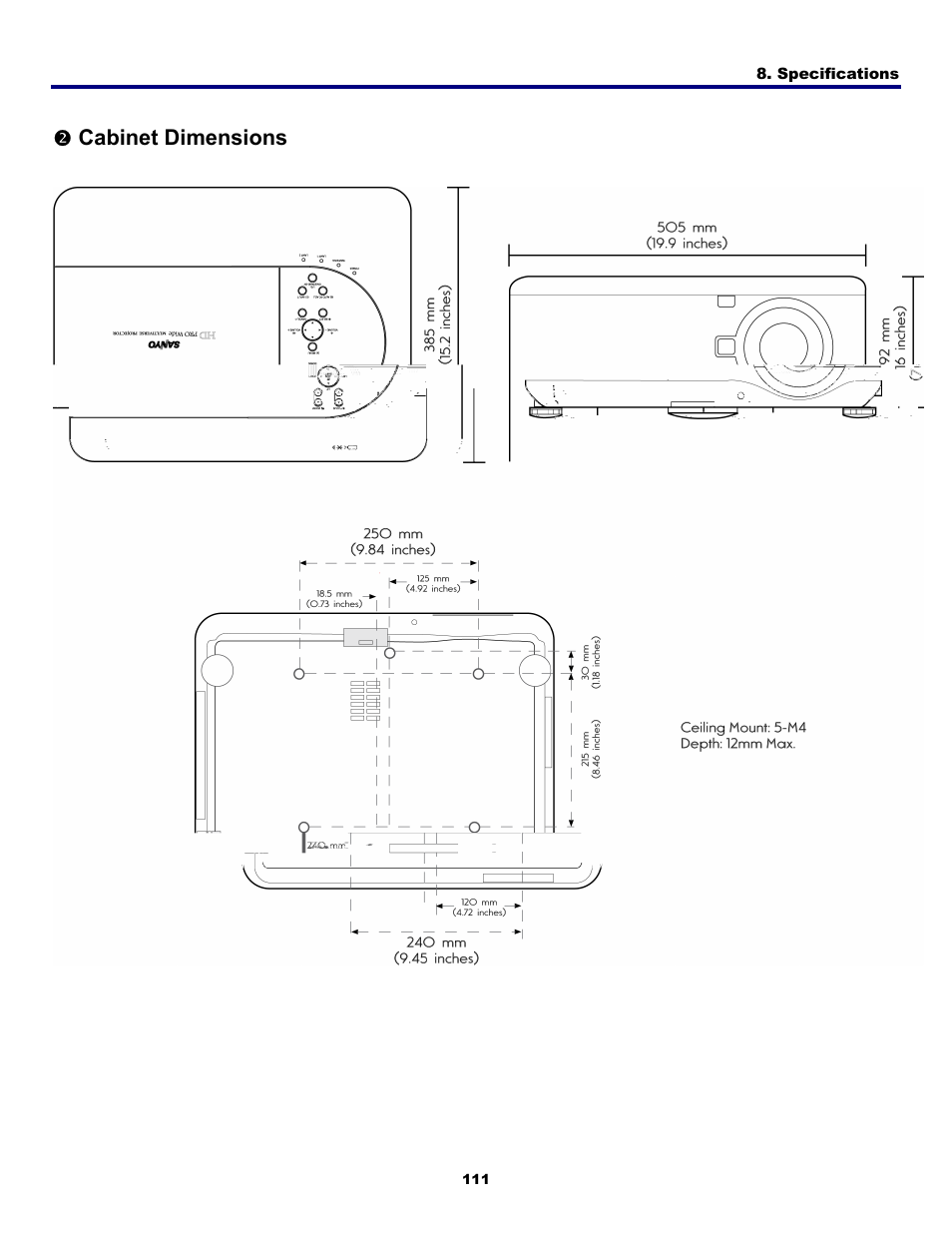 2) cabinet dimensions, Abinet, Imensions | Cabinet dimensions | Fisher PDG-DWT50L User Manual | Page 120 / 135