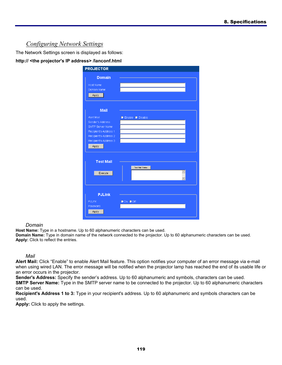 Configuring network settings | Fisher PDG-DWT50L User Manual | Page 128 / 135