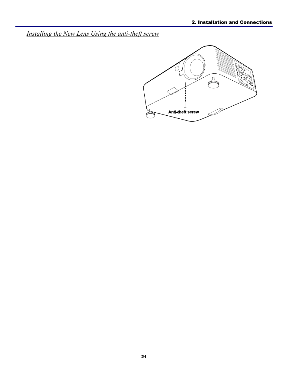 Installing the new lens using the anti-theft screw | Fisher PDG-DWT50L User Manual | Page 30 / 135