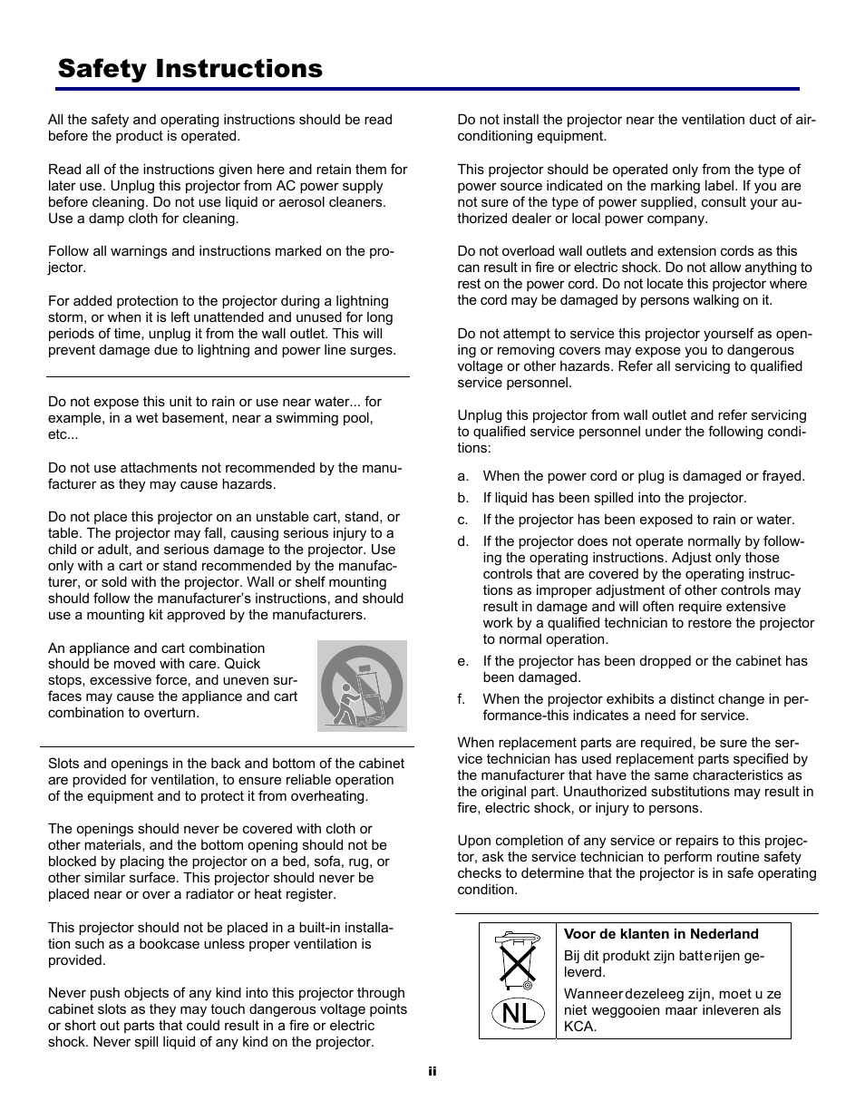 Safety instructions | Fisher PDG-DWT50L User Manual | Page 4 / 135