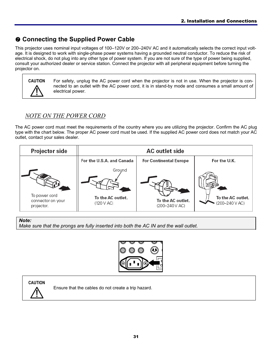 7) connecting the supplied power cable, Note on the power cord, Onnecting the | Upplied, Ower, Able, Connecting the supplied power cable | Fisher PDG-DWT50L User Manual | Page 40 / 135