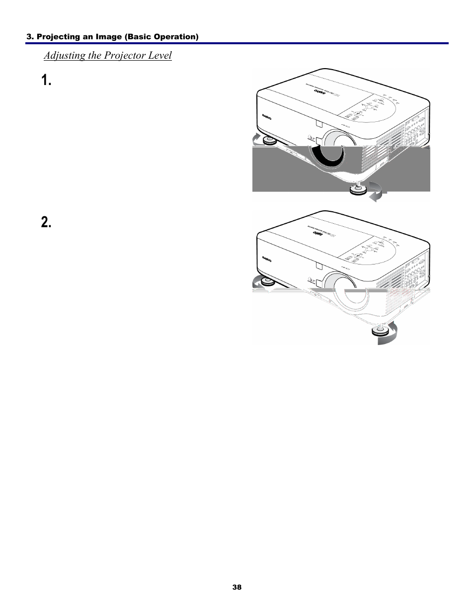 Adjusting the projector level | Fisher PDG-DWT50L User Manual | Page 47 / 135