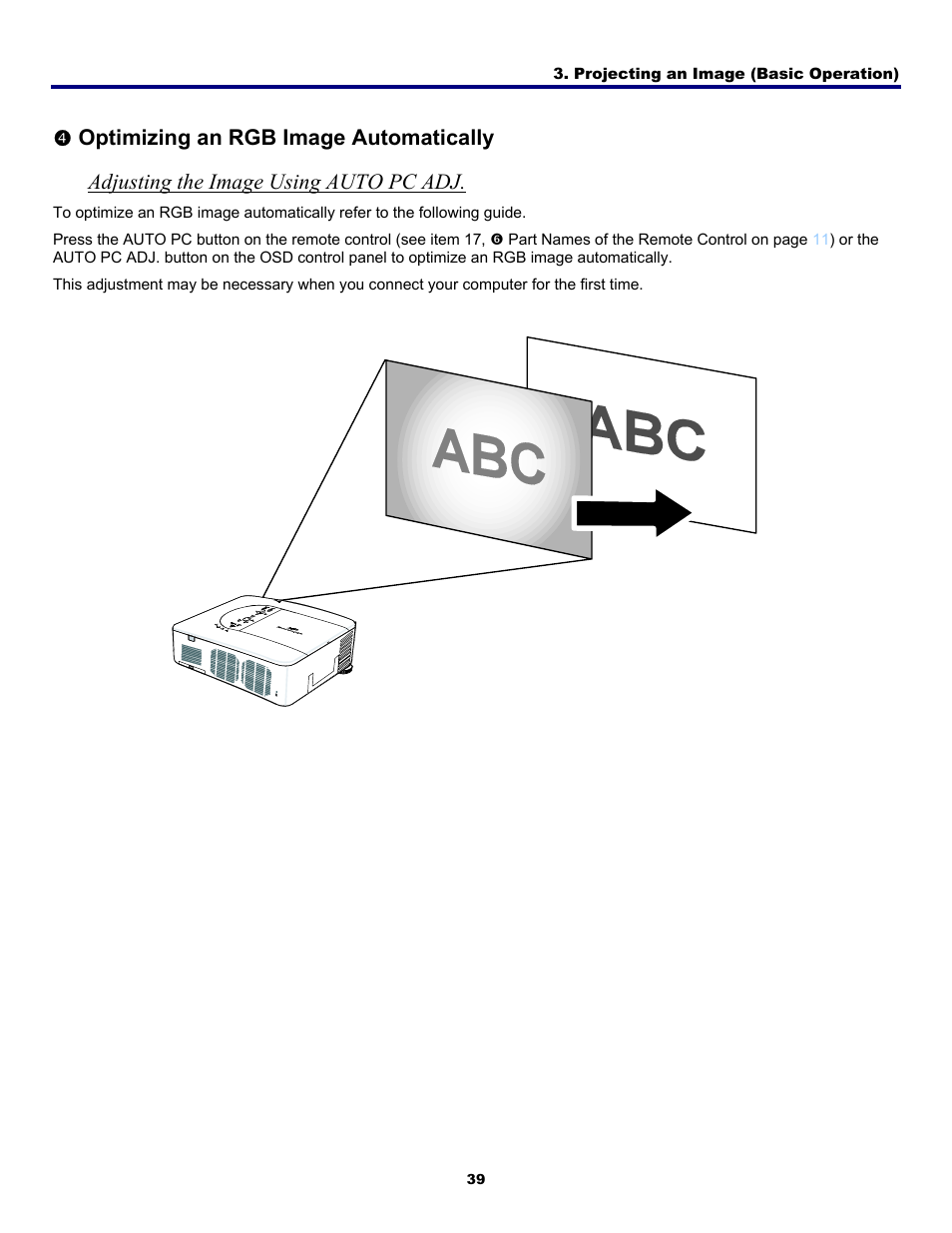 4) optimizing an rgb image automatically, Adjusting the image using auto pc adj, Ptimizing an | Rgb i, Mage, Utomatically | Fisher PDG-DWT50L User Manual | Page 48 / 135