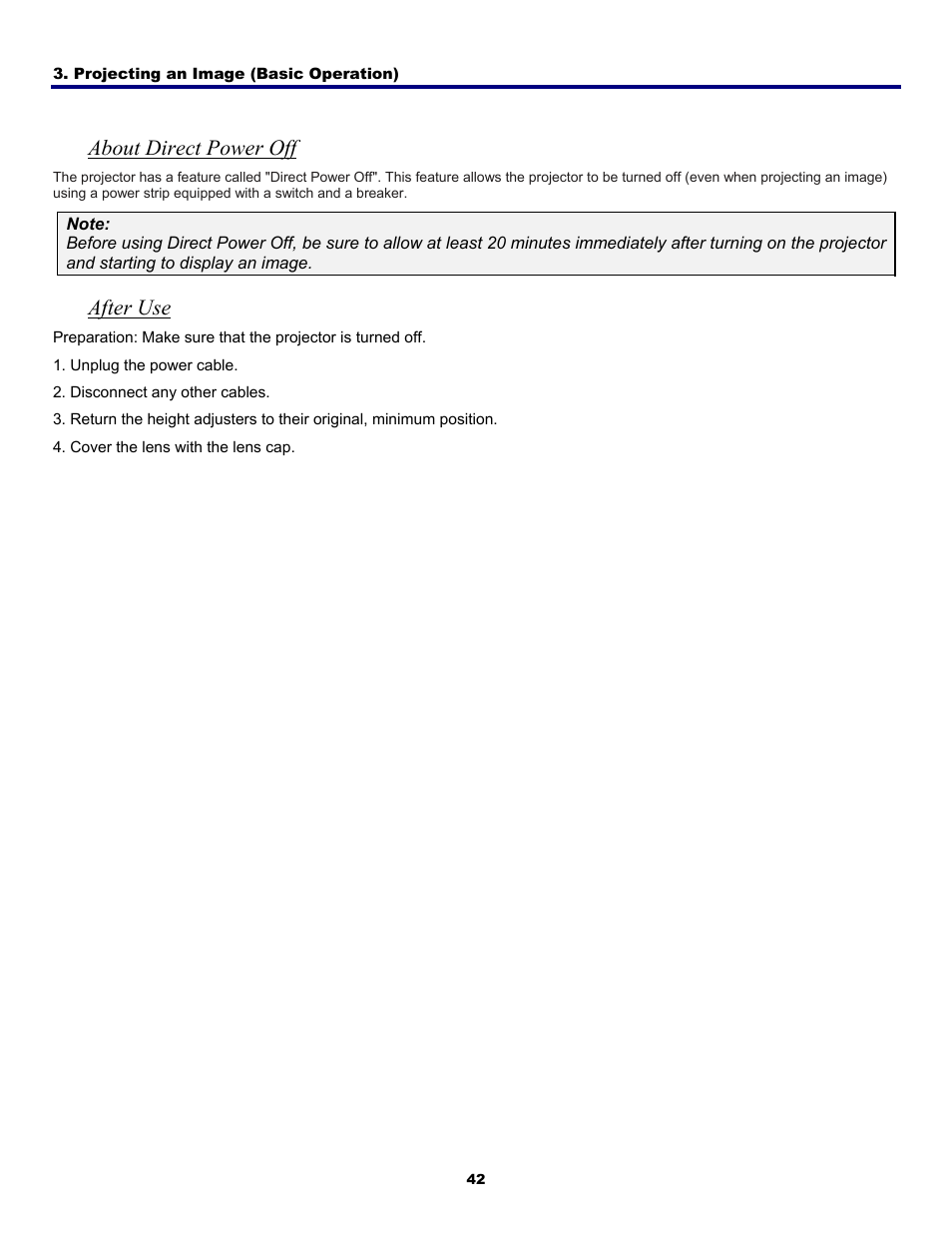 About direct power off, After use | Fisher PDG-DWT50L User Manual | Page 51 / 135