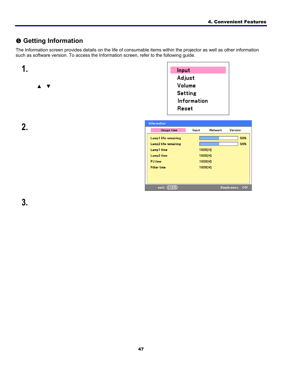 5) getting information, Etting, Nformation | Fisher PDG-DWT50L User Manual | Page 56 / 135